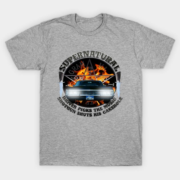 Supernatural Driver picks the music shotgun T-Shirt by Ratherkool